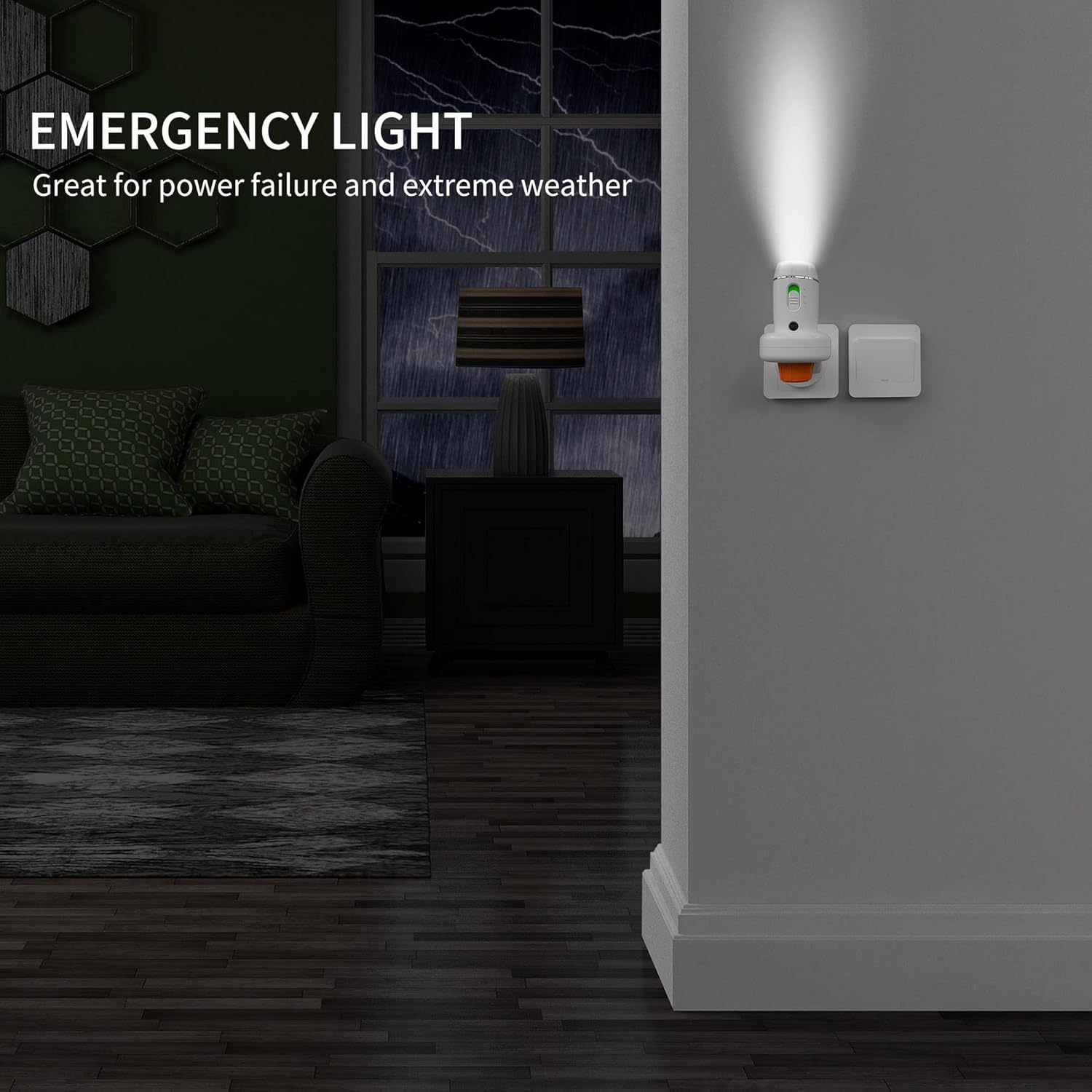Power Failure Flashlight, 2 Pack Multi-Function Emergency Light for Home Power Goes Out, Plug in Night Light, Rechargeable, Perfect for Hurricanes and Blackouts
