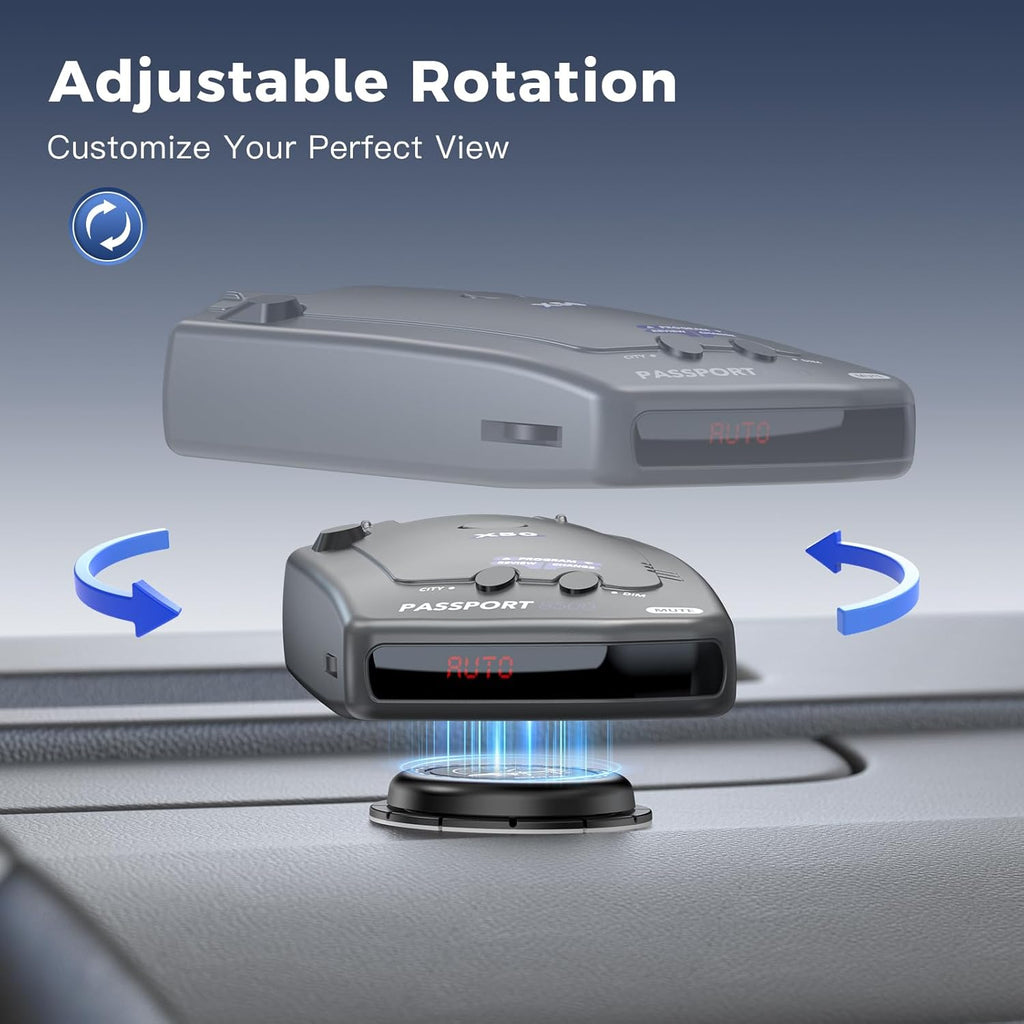 Upgraded Magnetic Radar Detector Dashboard Mount with N52 Magnets, Adhesive Holder for Escort, Uniden, Valentine One, Anti-Vibration Stable Fit, Adjustable Angle Design