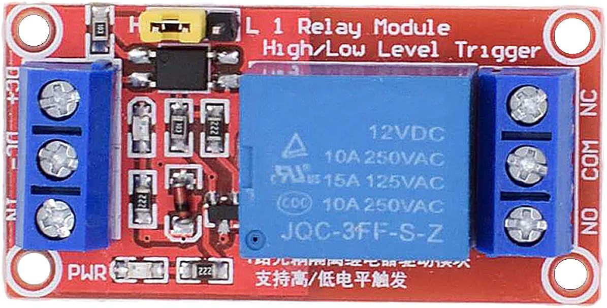 DC 12V Relay Module 1-Channel Relay Switch with Optocoupler Isolation High/Low Level Trigger, Pack of 10