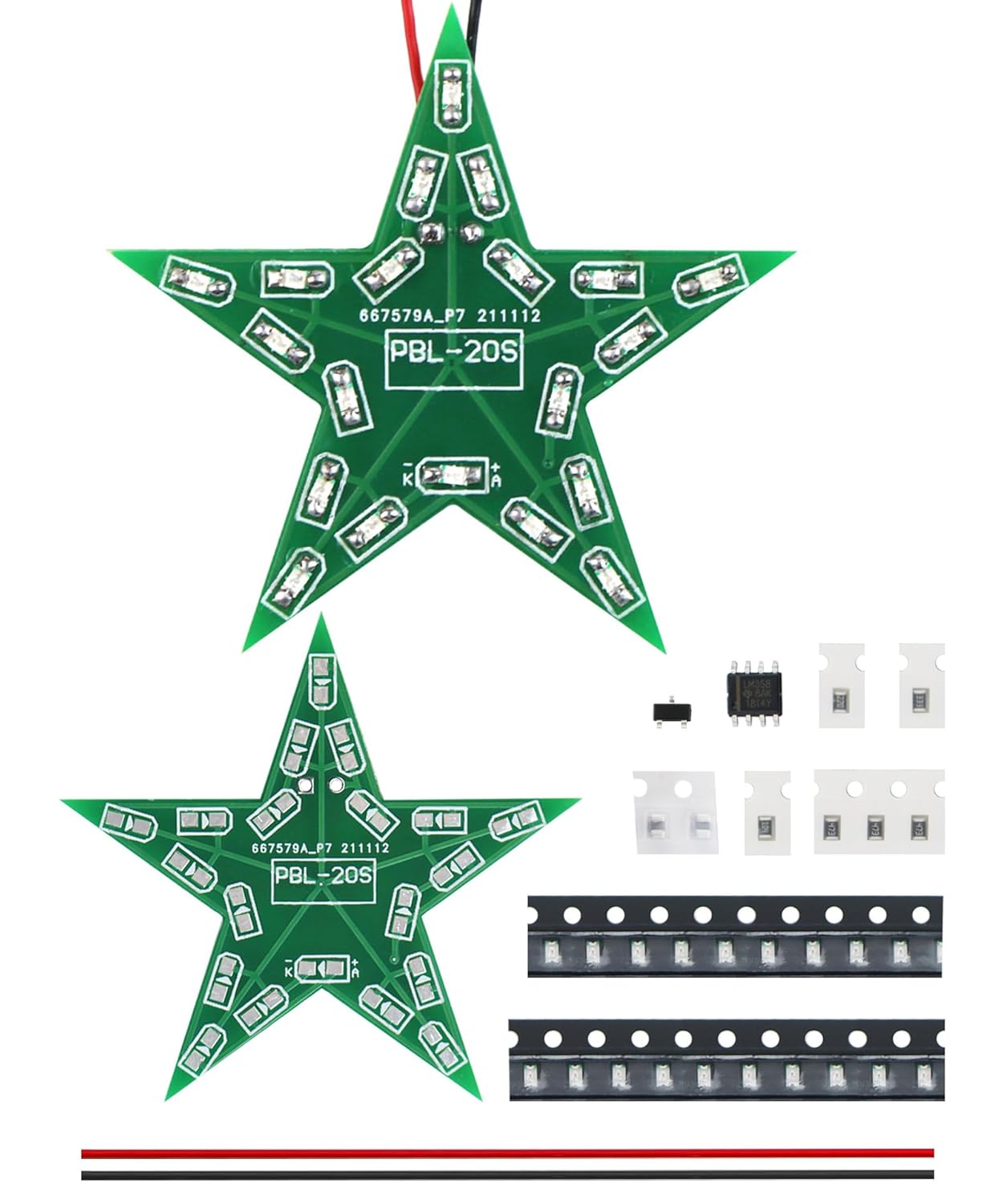 Soldering Practice Kit DIY Five Pointed Star Shaped Green LED Breathing Light SMD Electronics Projects Learn How to Solder(03XX02)