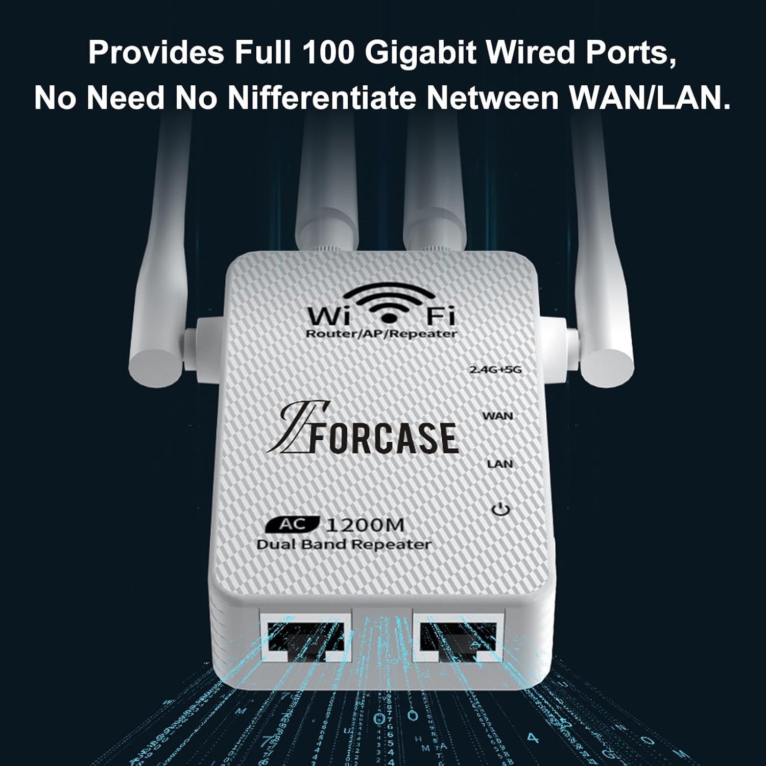 WiFi Extender Signal Booster Dual Band 5.8GHz&2.4GHz, w/6 Antennas WiFi Booster for Home Coverage up to 10200 Sq.ft, Signal Amplifier 1200Mbps WiFi Repeater w/Ethernet Port, 1-Tap Setup