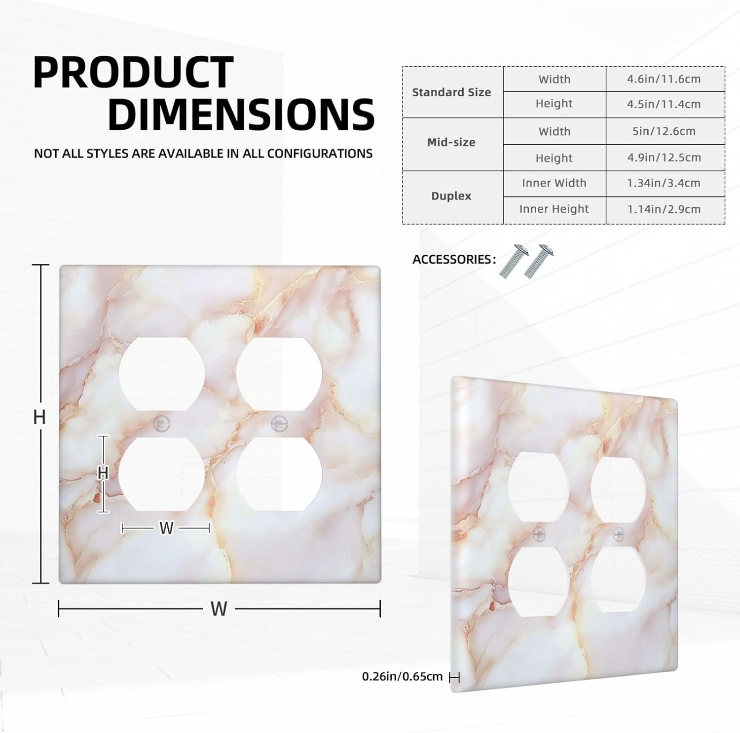 Outlet Covers Pink Jade Marble Granite 2 Gang Double Duplex Decorative Light Switch Covers Electrical Wallplates Socket Faceplate For Bathroom Kitchen Decor