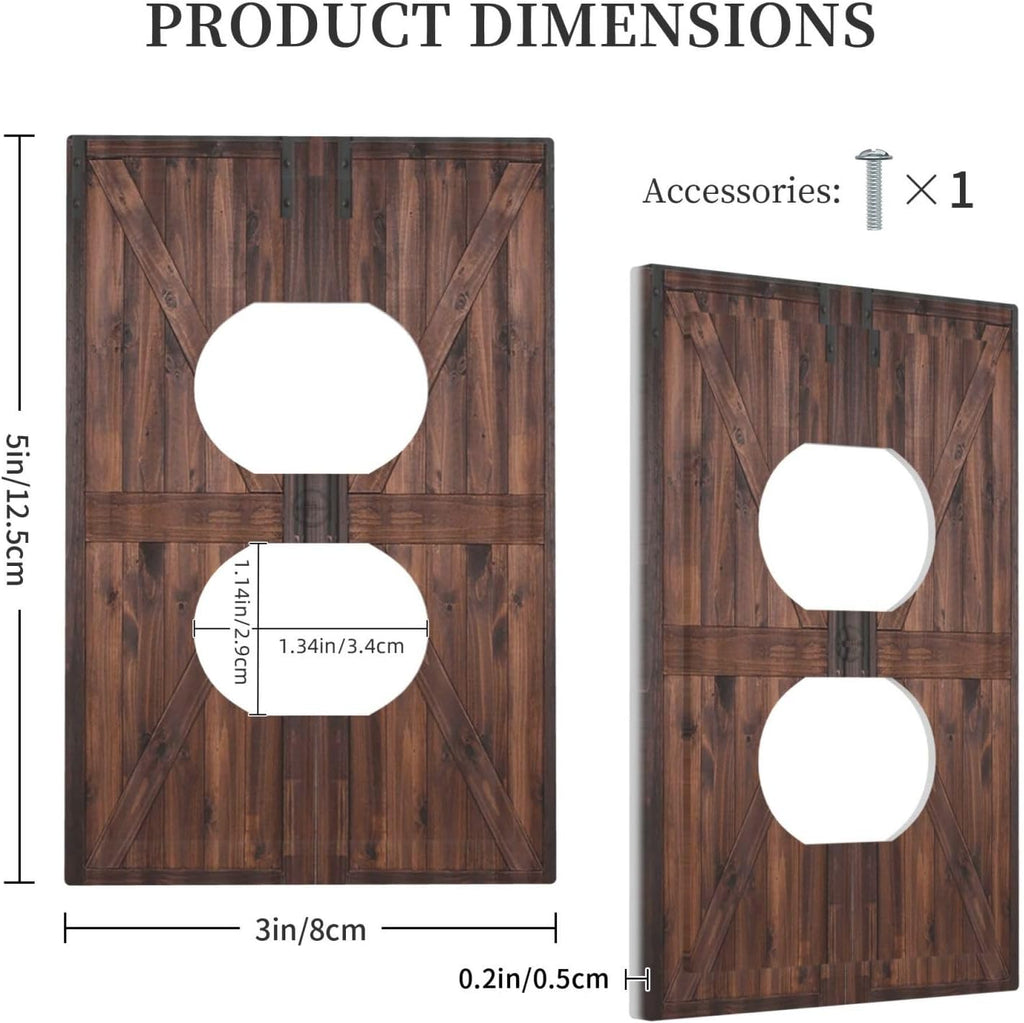 Decorative Outlet Covers Vintage Brown Farmhouse Barn Door 1 Gang Duplex Light Switch Cover Plate Unique Wall Plates for Electrical Outlets Switch Plate Covers for Bedroom Home Decor