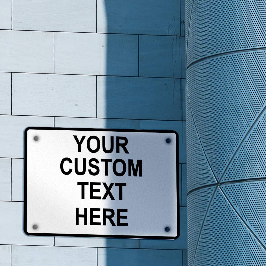 Aluminum Weatherproof Metal Sign Multiple Sizes Custom Personalized Text Here White Black Traffic Regulation Horizontal Street Signs 10x7Inches