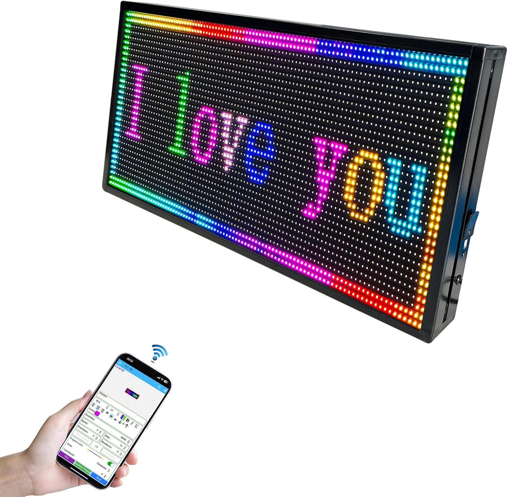 Programmable Scrolling LED Sign Outdoor Signs for Businesses Pantalla LED Para Publicidad Waterproof Digital Display Board - Custom Electronic Message Panel for Wall (Letrero) 26"X14"
