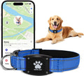 GPS Dog Collar Tracker 2-in-1,Reflective Waterproof Pet Collar,iOS-Only,No Monthly Fees,Unlimited Range,Ideal for Dog Tracking pet Tracker,for Small Medium Large Dogs(M (15"-20.5"), Blue)