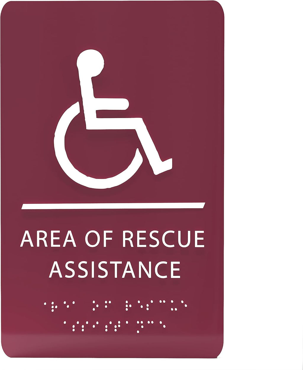 6" X9" Area of Rescue Assistance Sign - ADA Compliant Tactile Graphics Grade 2 Braille Text Signs| Sign for Shopping Malls, Offices, Hotels, Schools, Apartments, and Restaurants