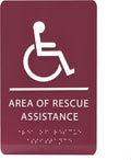 6" X9" Area of Rescue Assistance Sign - ADA Compliant Tactile Graphics Grade 2 Braille Text Signs| Sign for Shopping Malls, Offices, Hotels, Schools, Apartments, and Restaurants