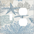 Decorative Outlet Covers Blue Starfish Coral Seaweed 2 Gang Wall Plate Single Toggle Duplex Light Switch Cover Switch Plate Covers for Bathroom Bedroom Home Decor