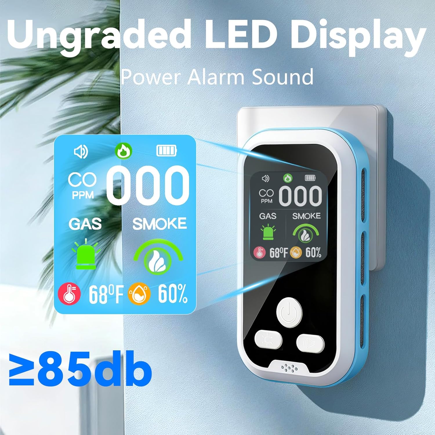 5 in1 Carbon Monoxide Detector Combo with HD Screen Monoxide Alarm, Detects CO, Natural Gas, Smoke, Temperature, and Humidity for Home, Apartment, Hotel, Camping RV Safety Gifts Idea