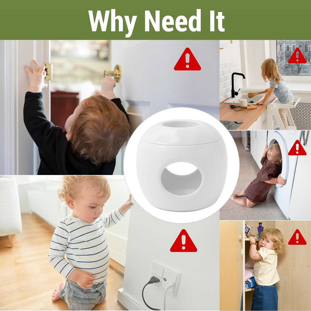 Child Safety Door Knob Covers Reusable Baby Proof Door Knob Locks Baby Proof Door Handle Protector for Kids Universal Fit Easy Grip Lockable Design No Tools Needed (10 Pcs)