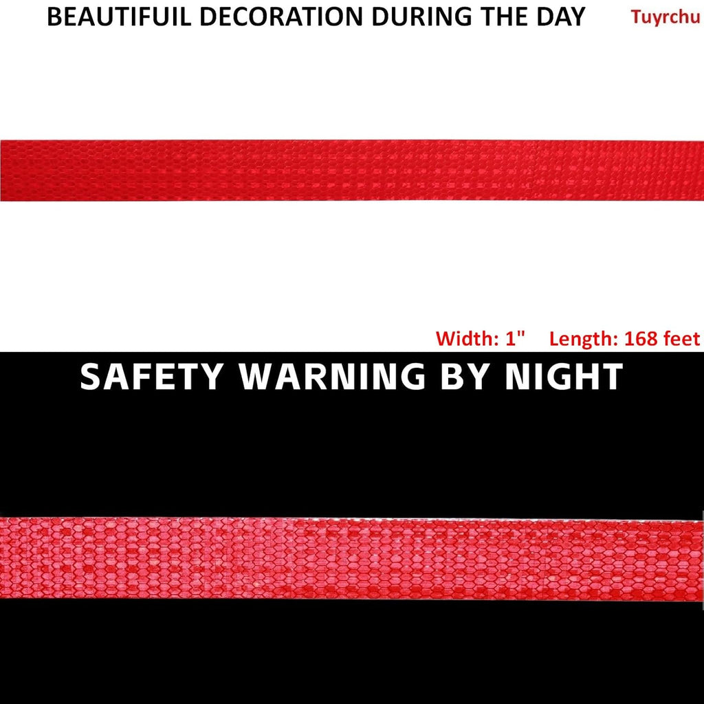 Red Reflective Tape Outdoor Waterproof 1 inch Wide, High Visibility Warning Industrial Marking Tape, Safety Stickers (168 feet)