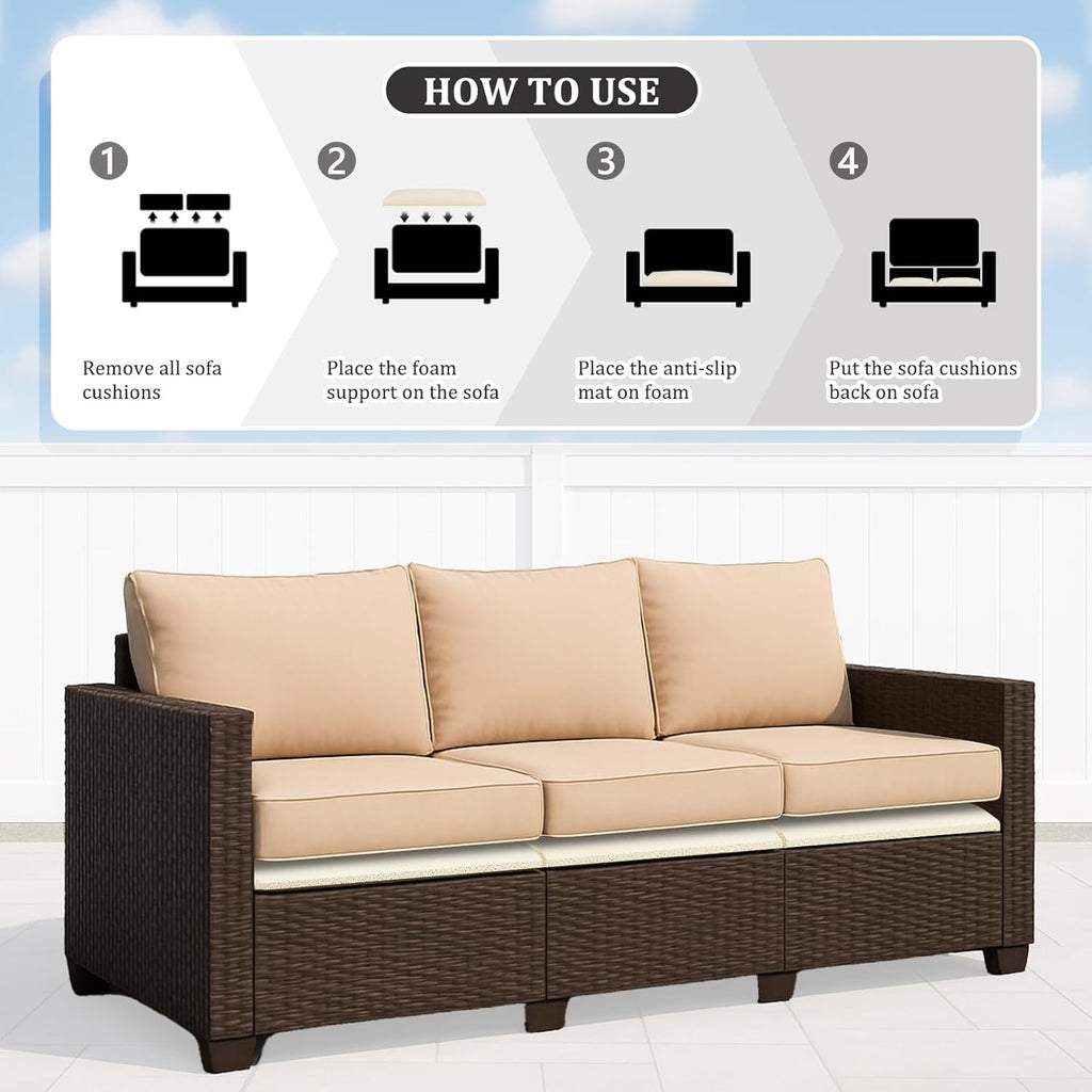 HAVARGO Couch Cushion Support for Outdoor Sagging Seat 20x20x2 Inches Couch Supports for Sagging Cushions, Quick-Drying and High Density Foam Sofa Cushion Support with Anti Slip Mesh Fabric Set of 2