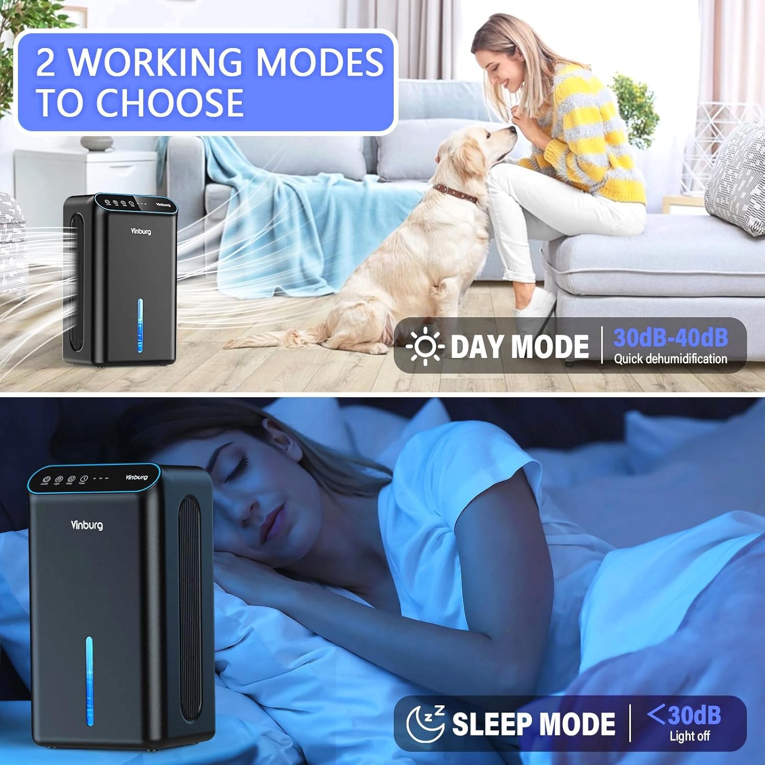 Dehumidifier for Basement (85 OZ, 800 sq ft) Quiet Dehumidifiers for Home, Auto Shut-Off, Sleep Mode, 3 Gear Timer(8H,16H,24H), Small Dehumidifier for Bedroom, Bathroom with Drain Hose (Deep Black)