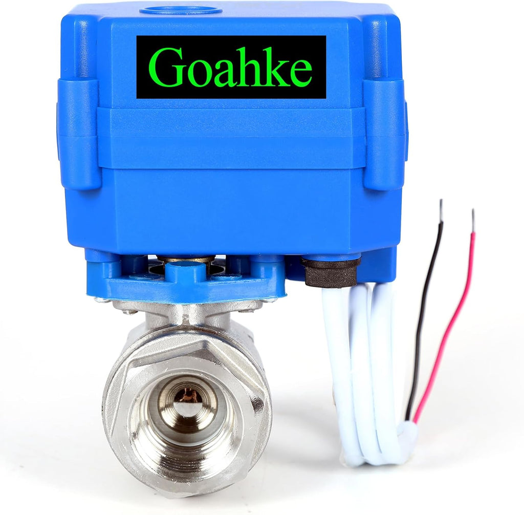 Motorized Ball Valve 3/4", Full Port, 2 Wire Auto Return Stainless Steel Ball Valves, 9-24V AC/DC, Electric Shut Off Ball Valves