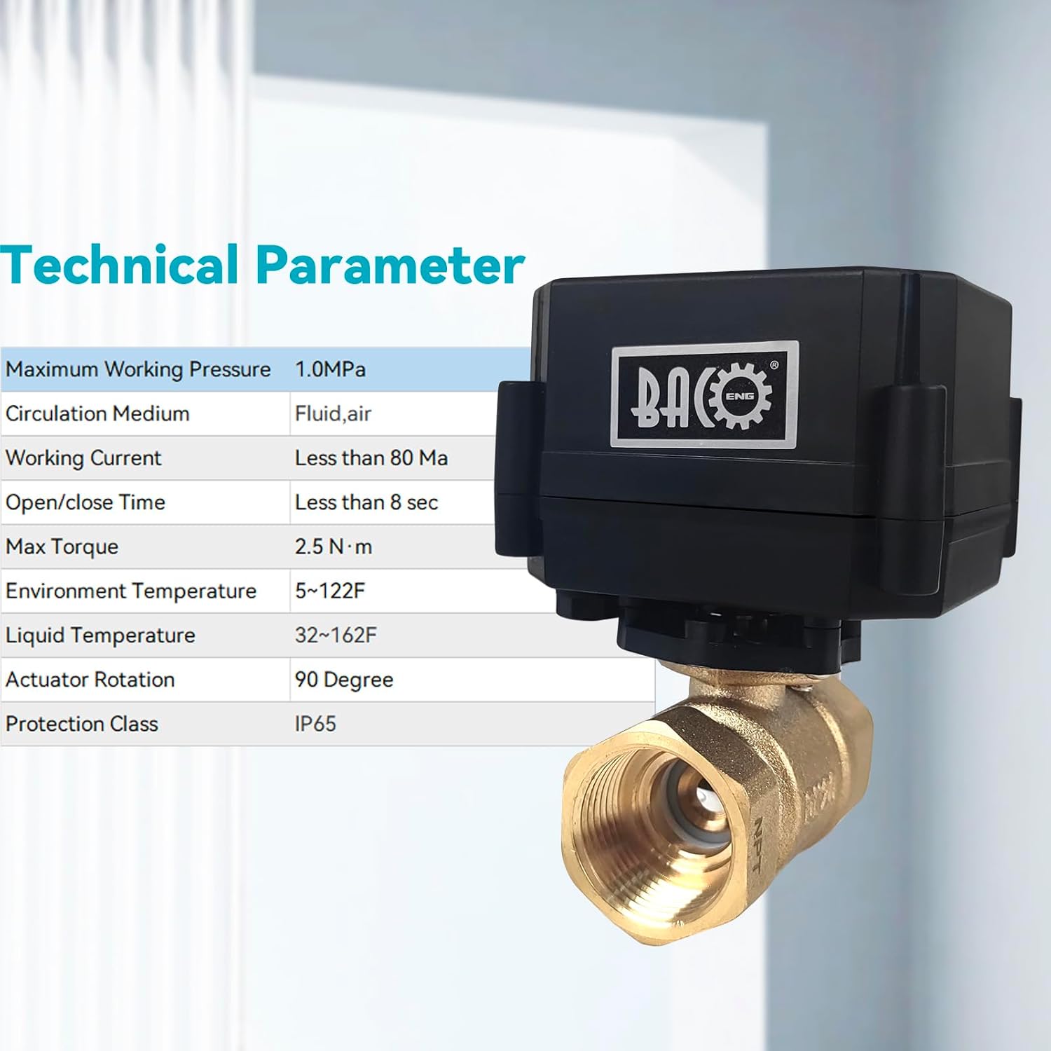 BACOENG Motorized Ball Valve, 2 Wire Auto Return 3/4" Brass Electrical Ball Valve with Standard Port, AC/DC9-24V Manually Closable (Normally Closed), Black