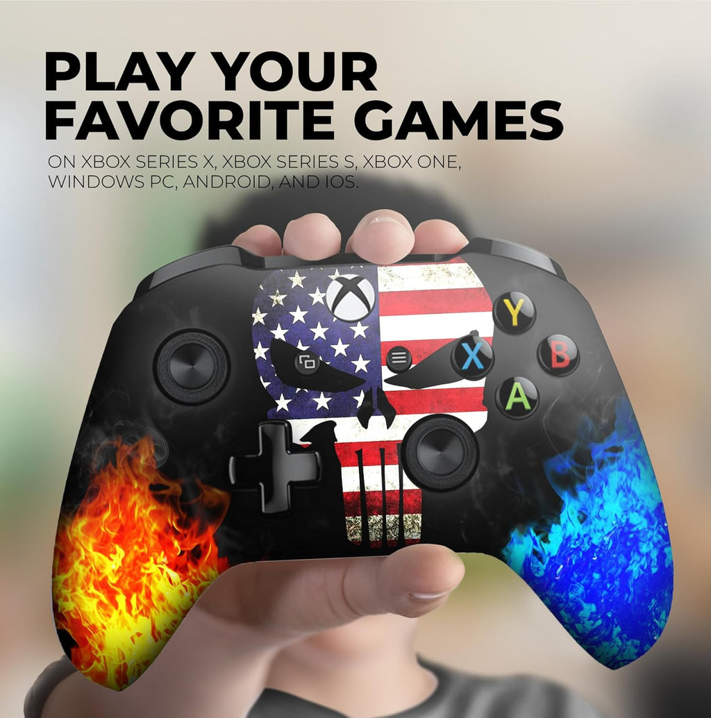 DreamController Ameriican Warrior Custom X-Box Controller Wireless Compatible With X-Box One/Series S S Proudly Customized In Usa With Permanent Hydro-Dip Printing (Not Just A Skin)