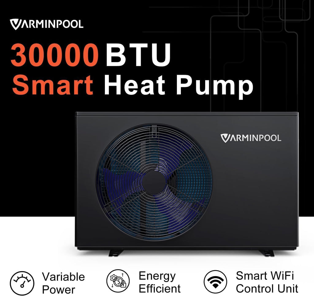 Electric Pool Heater, 30,000 BTU Pool Heat Pump for Above Ground Pools Up to 8000 Gallons, WiFi Control, Titanium Heat Exchanger, 120V, Smart Inverter