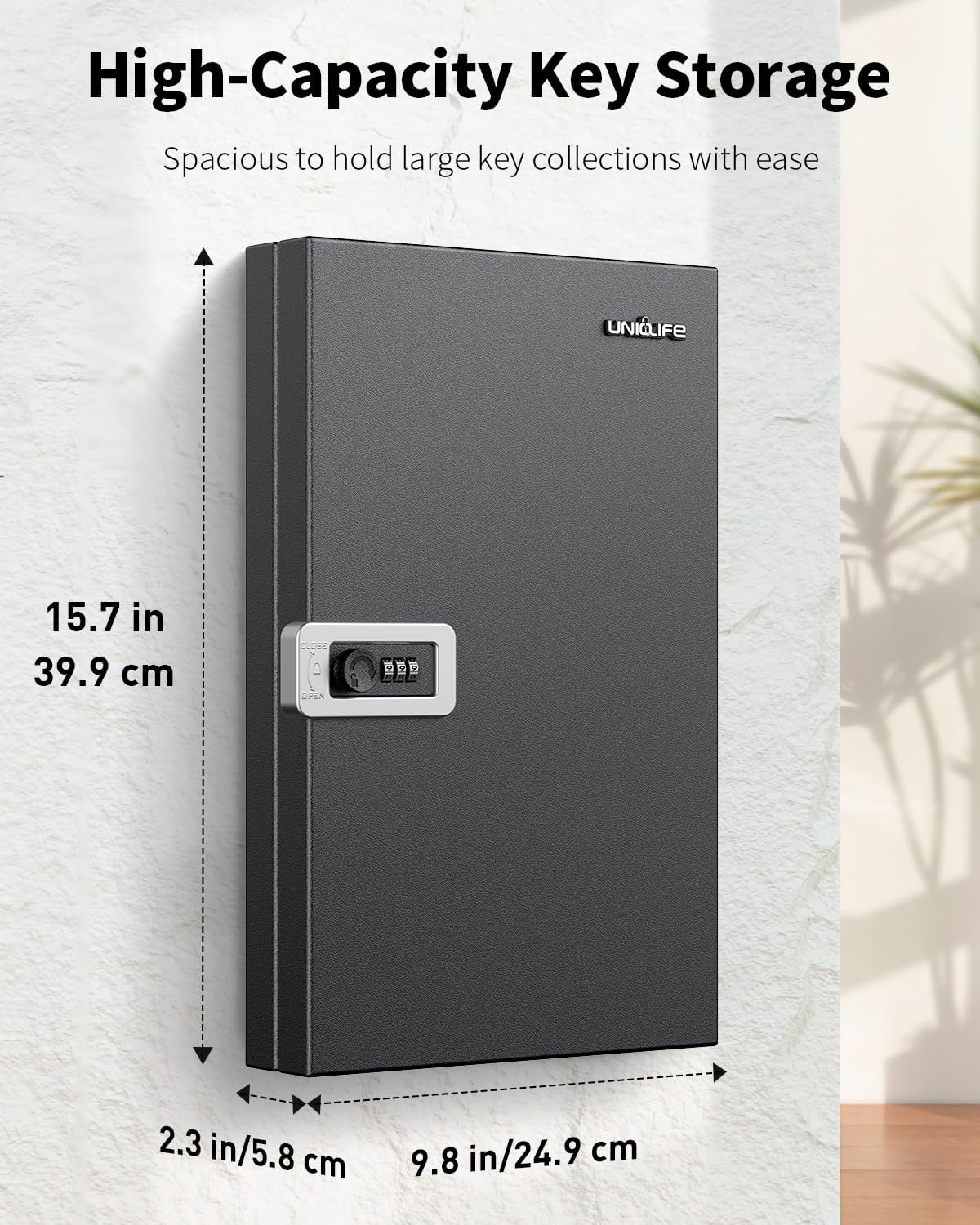 Uniclife 32 Keys Key Lock Box, Wall Mount Key Box, Key Cabinet, Car Key Organizer with Writable Key Racks and Tags, Security Key Holder Storage Box for Office, Hotel & Company