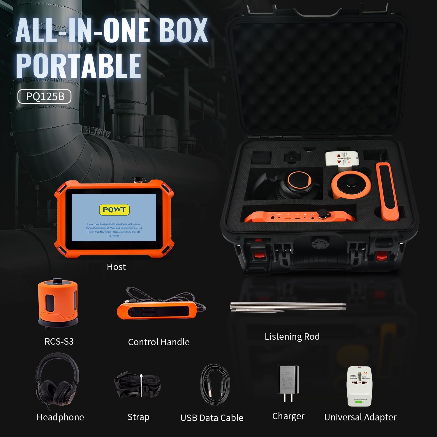 PQWT 125B Water Leak Detector, Outdoor Underground Pipe Leak Detection (9.84ft/3m Depth)