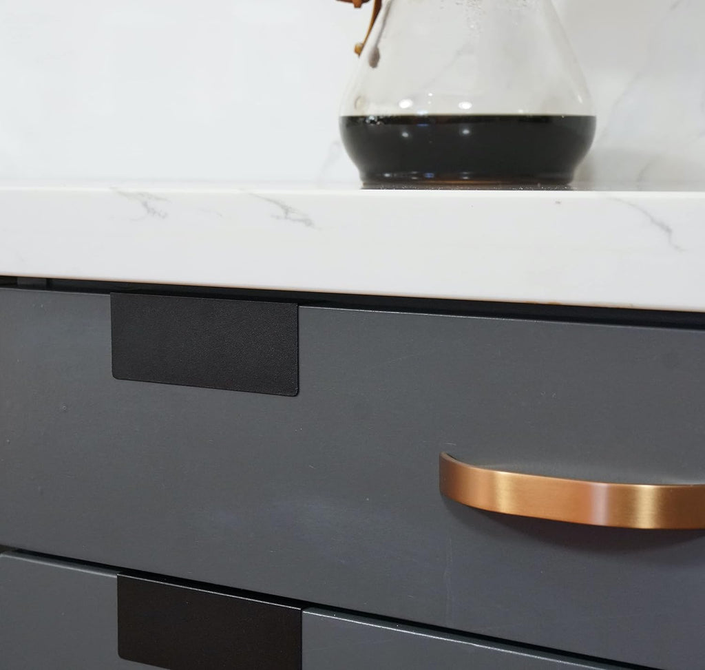 Clip-On Metal Cabinet and Drawer Labels – Reusable Chalkboard Labels for Kitchen, Bathroom, Dresser Drawers. Durable. Polished Edge. No Residue.
