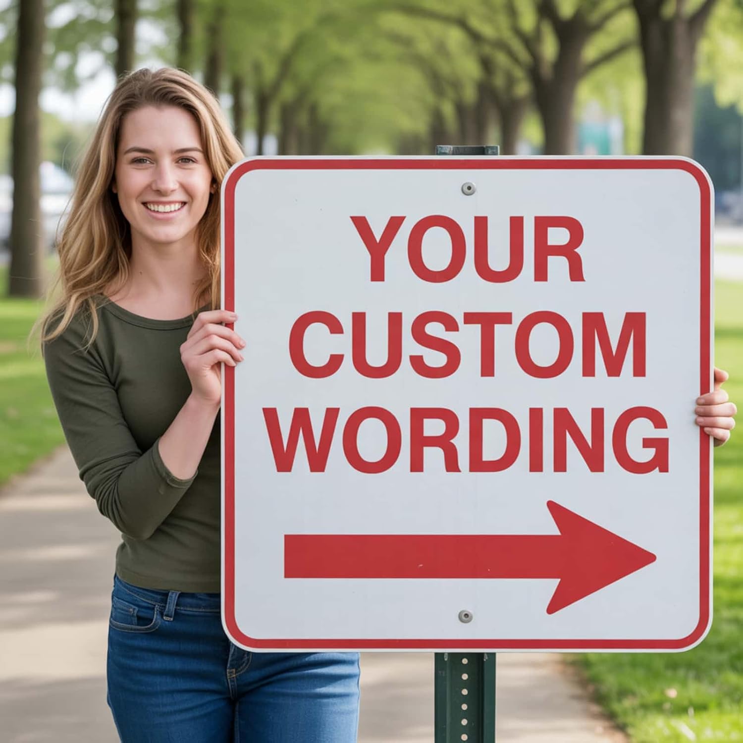 Custom Metal Left or Right Arrow Sign – 28x28 Inches Rust Free .040 Aluminum, Fade Resistant, Personalized Outdoor Sign for Business Workplace Office Home