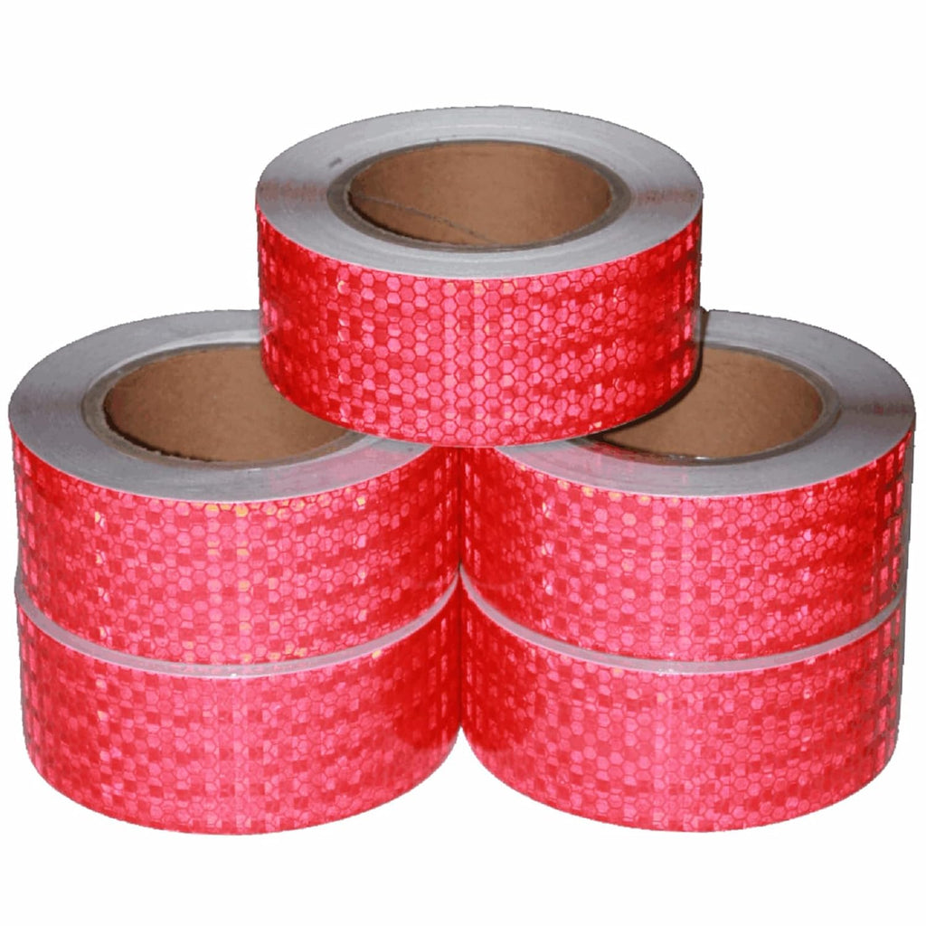 Red Reflective Tape Outdoor Waterproof 2 inch Wide, High Visibility Warning Industrial Marking Tape, Safety Stickers (68 feet,5 Rolls)