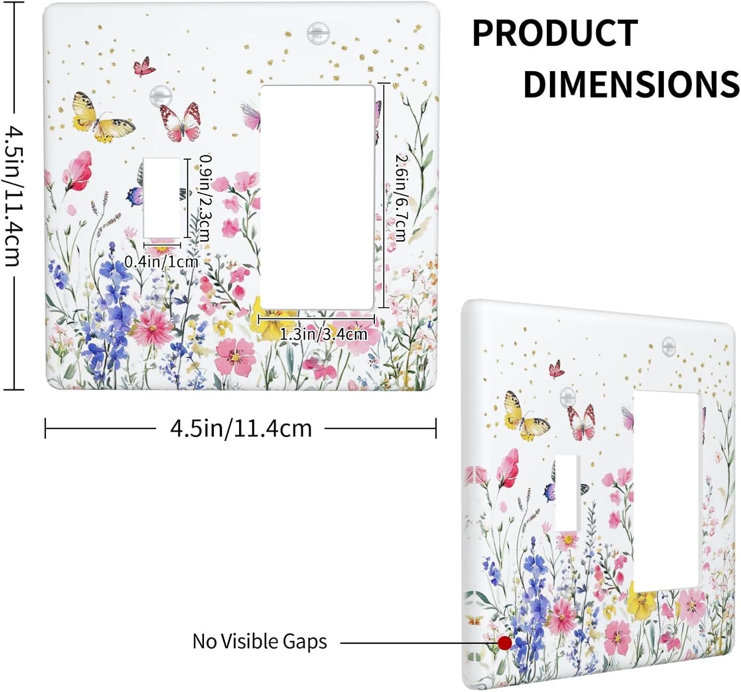 Outlet Covers Watercolor Floral Butterfly Colorful Wildflower 1 Toggle 1 Rocker Combination Decorative Wall Plate Electrical Switch Plates Light Switch Cover Plate For Bed Room Decor