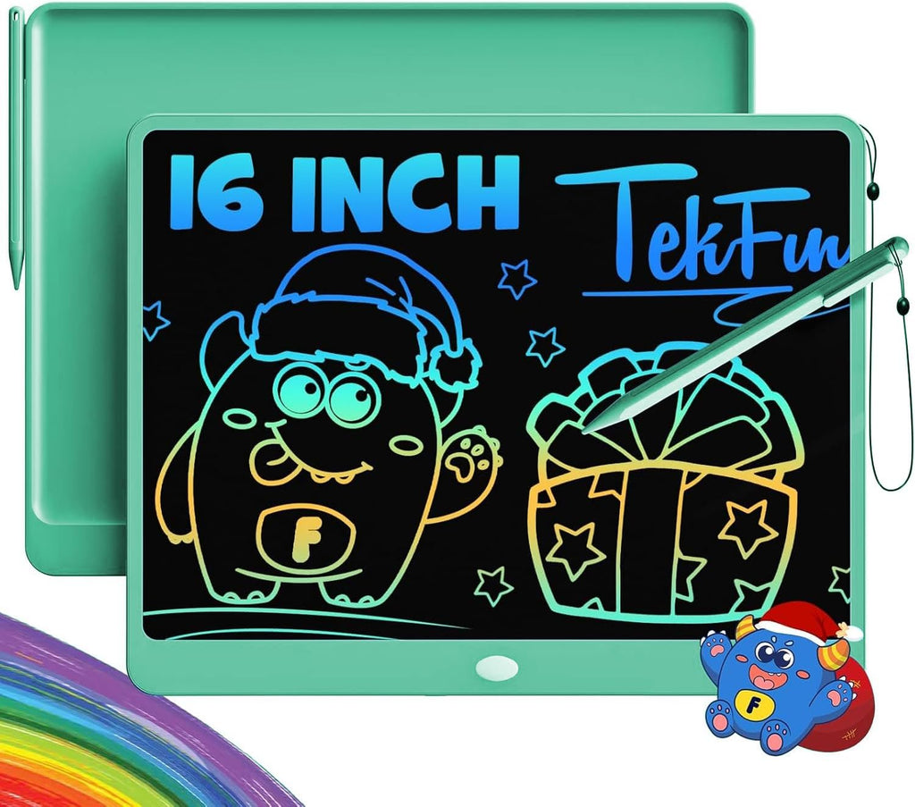 TEKFUN LCD Writing Tablet for Adults, Large Doodle Board, 16 Inch Colorful Drawing Tablet Writing Pad, Toddler Toys for 3 4 5 6 7 8 9 Year Old Girls Boys Teen, Birthday Gifts for Kids (Green)