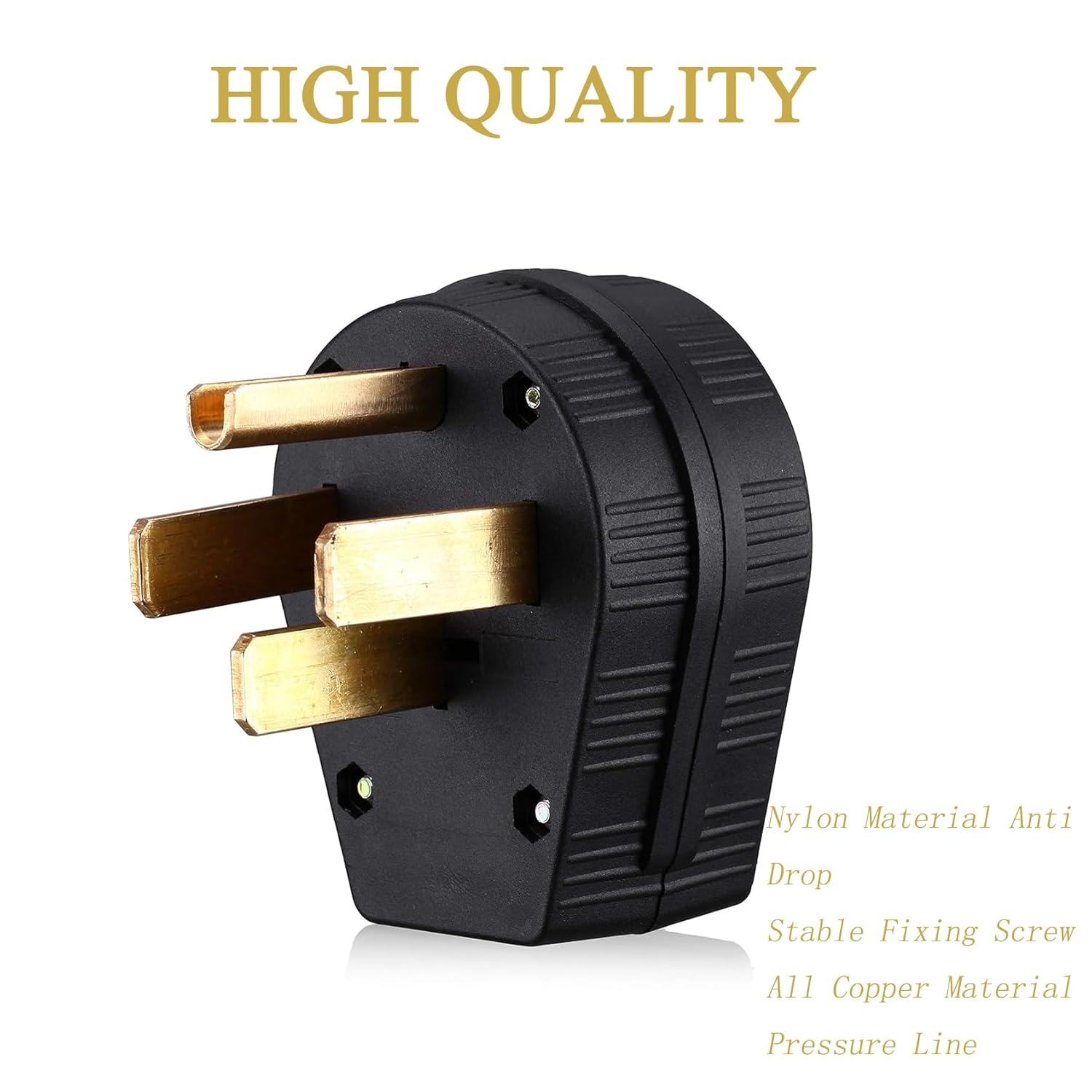 Nema 14-50P Plug 50 Amp 125/250 Volt Plug with 3 Pole 4 Wire Heavy Duty Spec Industrial Grade for Dryer and Ranges