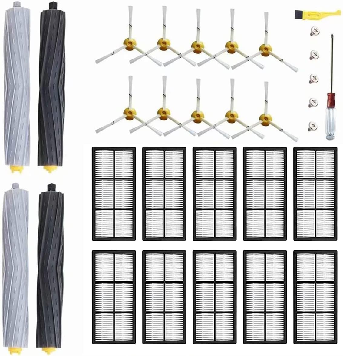 MZY LLC 29 Pack Replacement Parts for iRobot Roomba 800 900 Series 805 860 870 871 880 890 960 980 985 Vacuum Accessories, Replenishment Kit with 10 Filter,10 Side Brush, 2 Debris Extractor,1 Brush