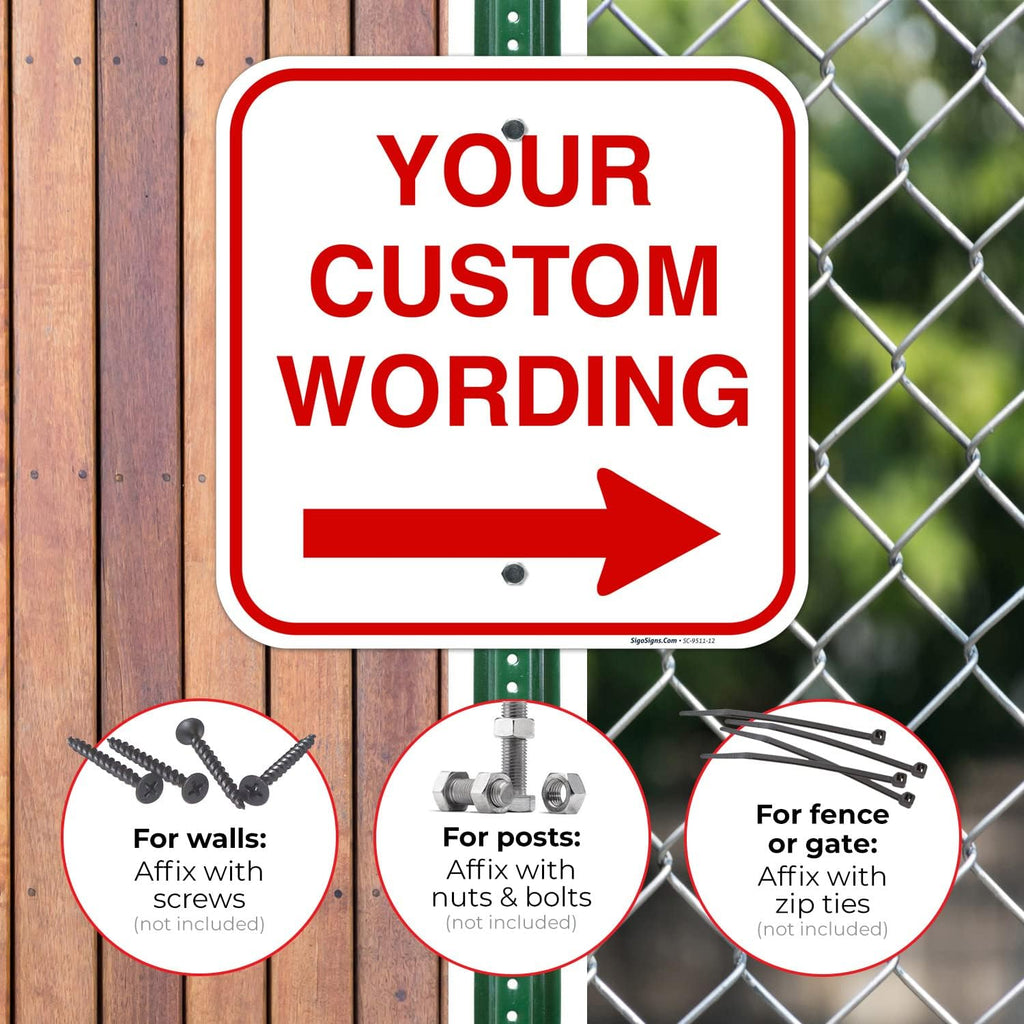 Custom Square Left or Right Arrow Sign, Personalize for Office, Business, Workplace, office, Home, Airbnb, Delivery Signs, 12x12 Inches Yellow, Rust Free .040 Aluminum, Fade Resistant, Made in USA