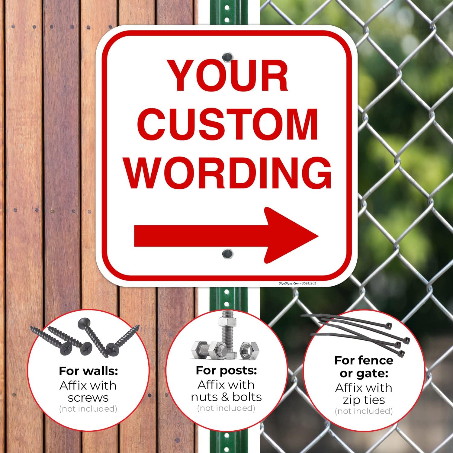 Custom Square Left or Right Arrow Sign, Personalize for Office, Business, Workplace, office, Home, Airbnb, Delivery Signs, 12x12 Inches Yellow, Rust Free .040 Aluminum, Fade Resistant, Made in USA