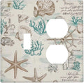 Mid Century Seashells Starfish Compass Wallplates 1 Toggle 1 Duplex Switch Plate Electrical Gfci Faceplate Decorative Light Switch Covers For Nursery Kids Room Decor