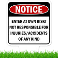 Notice, Enter at own Risk! Sign, 11"x21", Heavy Duty Integrated Ground Stakes, Indoor/Outdoor Use, Rust Free Aluminum Composite, Made in USA by My Sign center