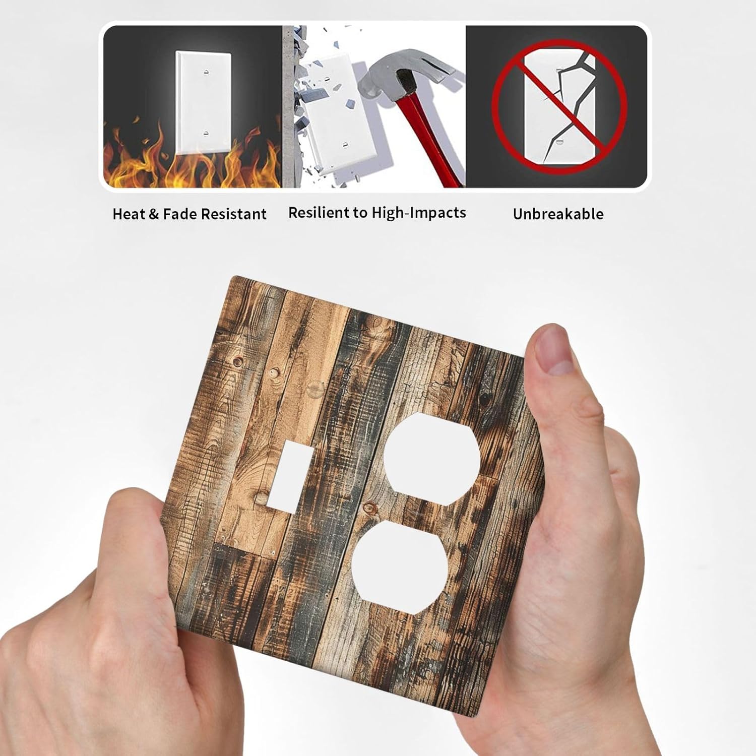 Wallplates Rustic Brown Wood Pattern Splice Plank 1 Toggle 1 Duplex Switch Plate Electrical Gfci Faceplate Decorative Light Switch Covers For Farmhouse Cabin Decor