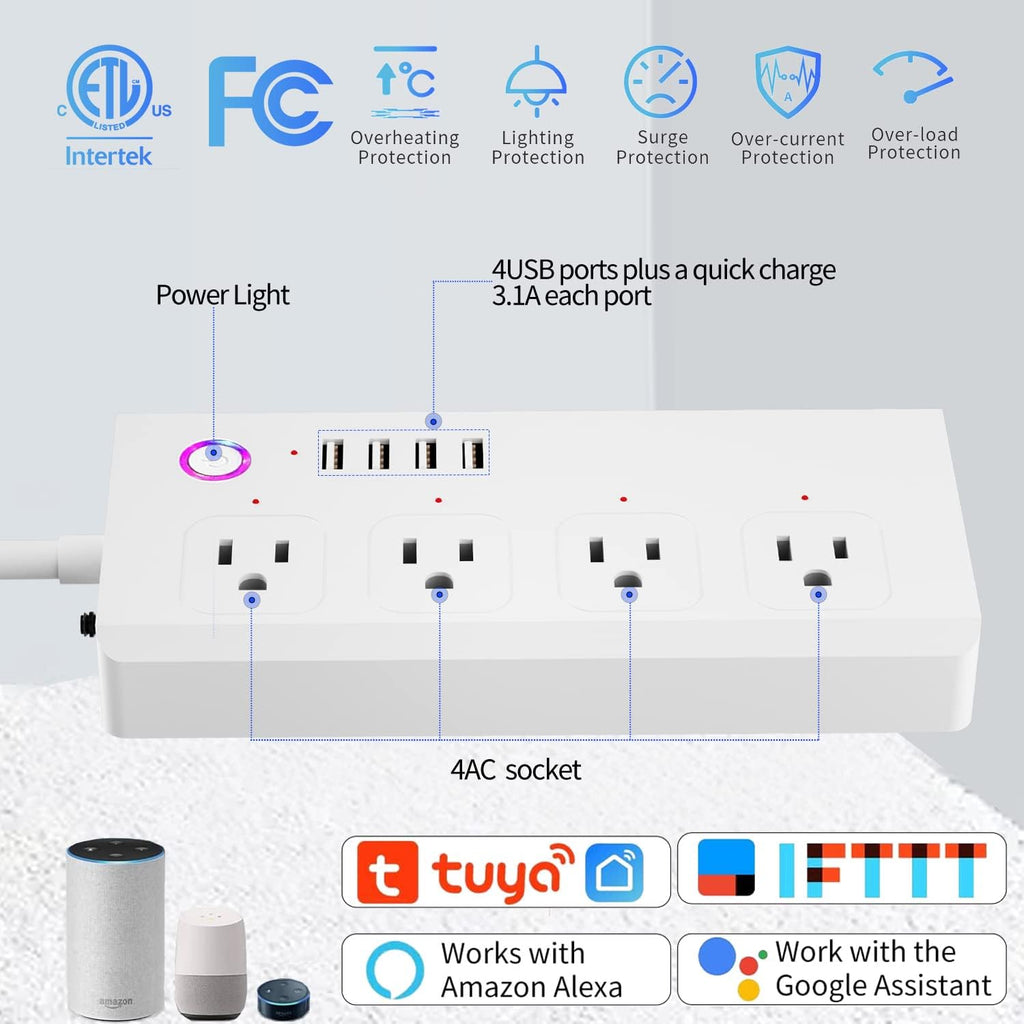 Smart Power Strip, UseeLink ZigBee Surge Protector,White