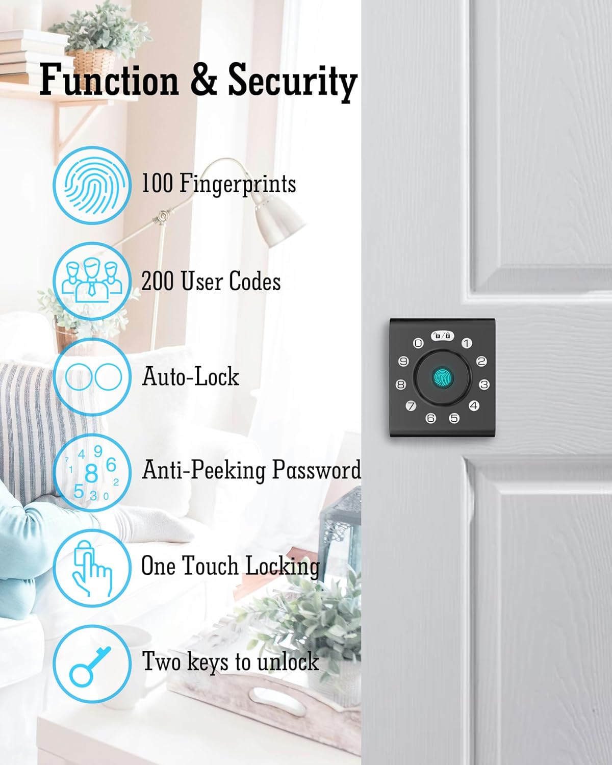 LELOUPFIDELE Smart Lock – Keyless Entry Door Lock with Keypad Deadbolt, Fingerprint & Anti-Peek Code, Compact Design, Auto-Lock, Easy Install for Home//Office (Matte Black)