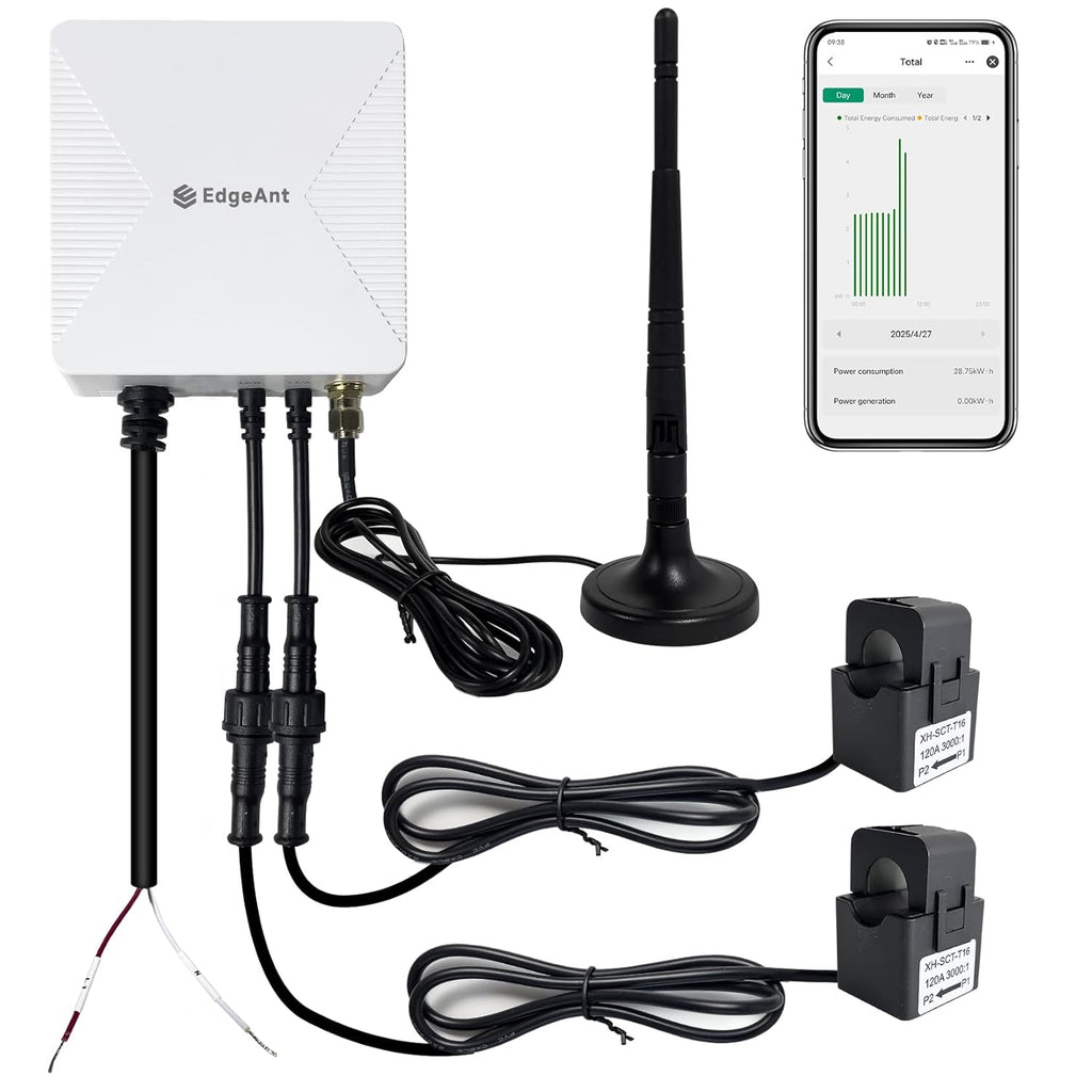 WiFi Energy Monitor with 2 * 120A Clamps, Real-Time Electricity Tracking, Smart Home Power Management,WiFi Meter Solar/Net Metering, Home Energy Automation and Control