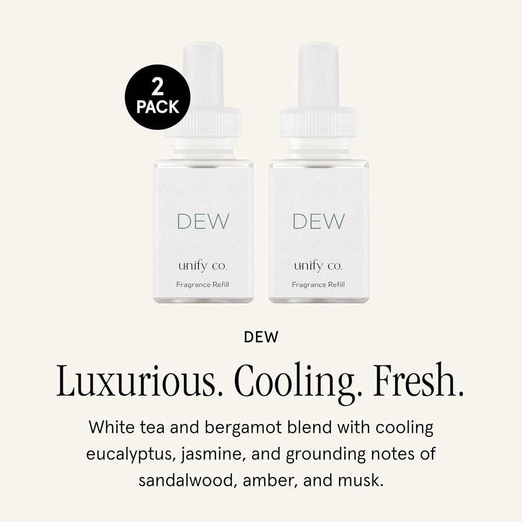 Pura & Unify Co. Home Scent Refill - Smart Air Diffuser - Up to 120-Hours of Luxury Fragrance per Refill - Home Essential - Clean & Safe Diffuser Fragrance - 2 Pack, Dew