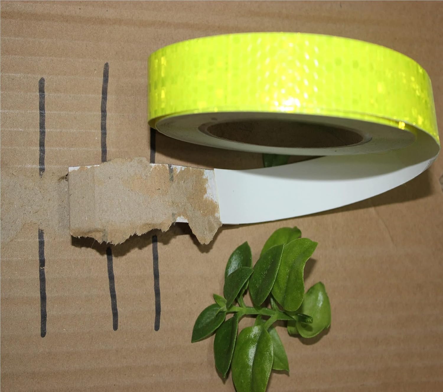 Fluorescent Yellow Reflective Tape Outdoor Waterproof 1 inch Wide, High Visibility Warning Safety Industrial Marking Tape (68 feet,5 Rolls)