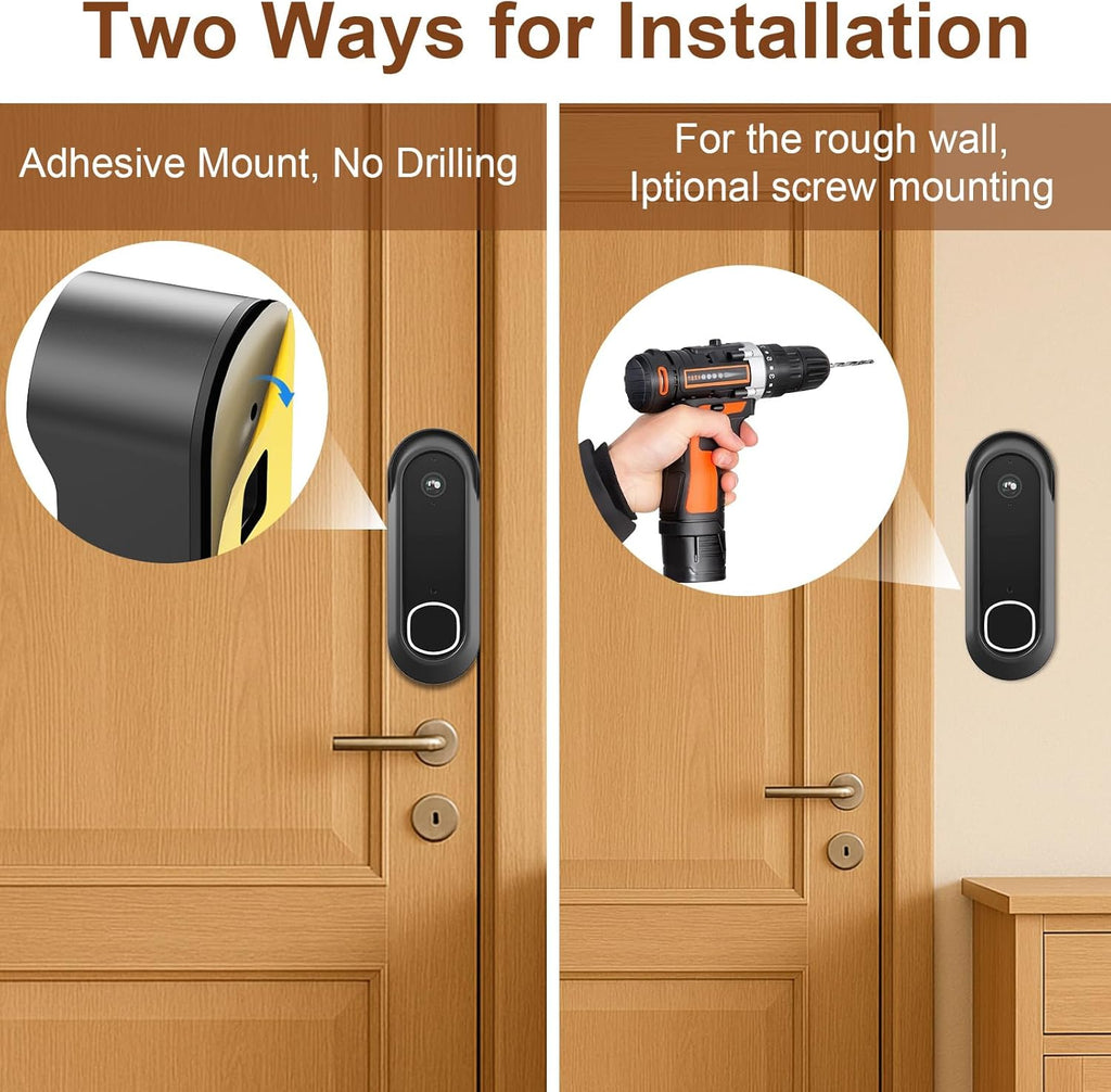 No Drill Adhesive Video Doorbell Mount for Arlo Video Doorbell 2K/HD (2nd Gen), Not Block Doorbell Sensor, Anti-Theft Camera Mount Door Mounting Bracket Holder Accessories for Apartments Houses