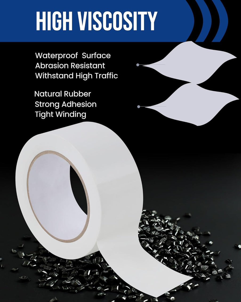 Lichamp 12 Rolls Vinyl Tape, Premium Safety Marking and Traffic Floor Marking Tape, Social Distancing, 2 Inch x 36 Yards per Roll, 432 Total Yards, White