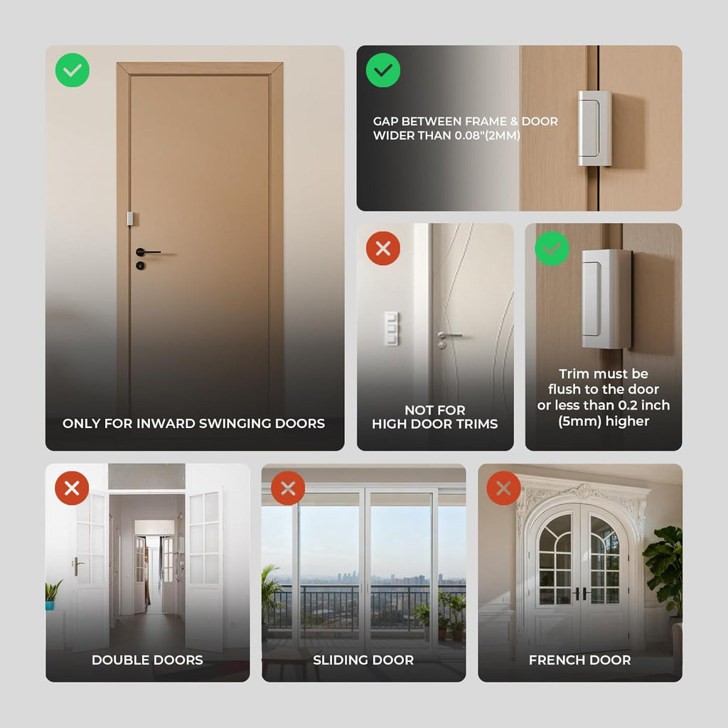 6Pack Home Security Door Reinforcement Lock Childproof, Door Locks for Kids Safety, Door Lock Latch Stopper for Front Door Inside Top of Door, Aluminum Construction Finish