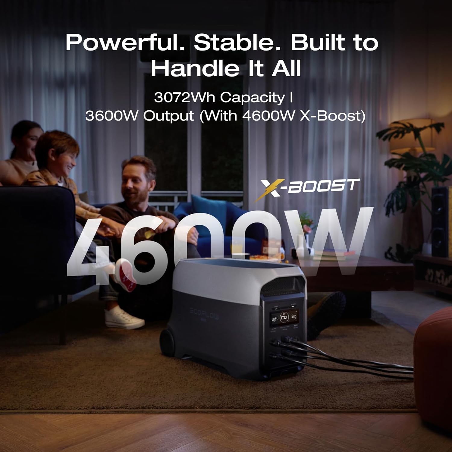 EF ECOFLOW DELTA 3 Ultra Portable Power Station with 2X220W Solar Panels, 3072Wh LiFePO4 Battery, 3600W (Surge 7200W) Output, Solar Generator for Home Use, Camping Accessories, Emergencies & RV Backup