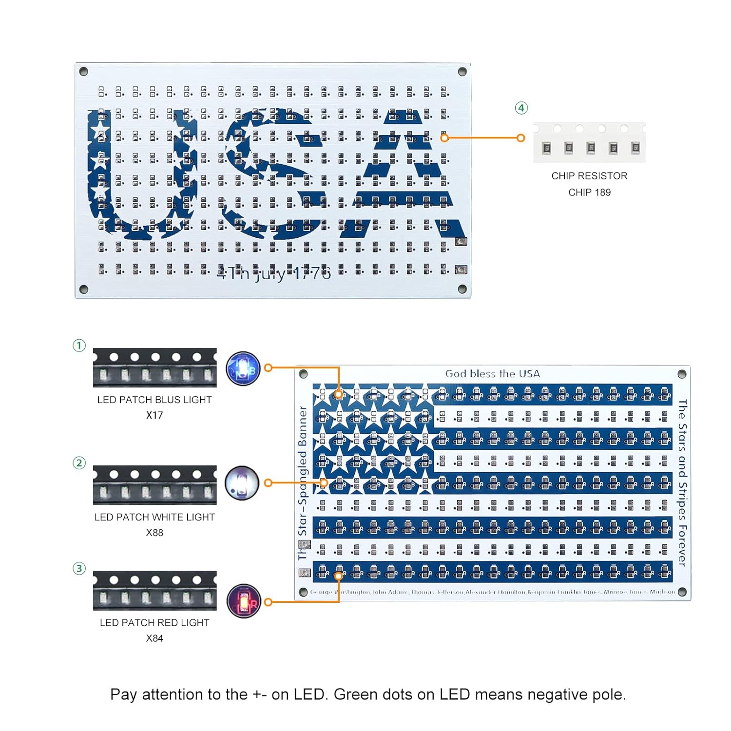 SMD Practice Kit Soldering Skill Training Project,Yidab SMT Electronic Components DIY Kit American Flag 6.8X10.8cm (03XGQ01)