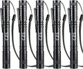 CZS LED Flashlight Penlight 1000 Lumens Battery-Powered Handheld Pen Light Pocket Torch Powered by 2AAA Battery,5 PCS (Battery Not Included)