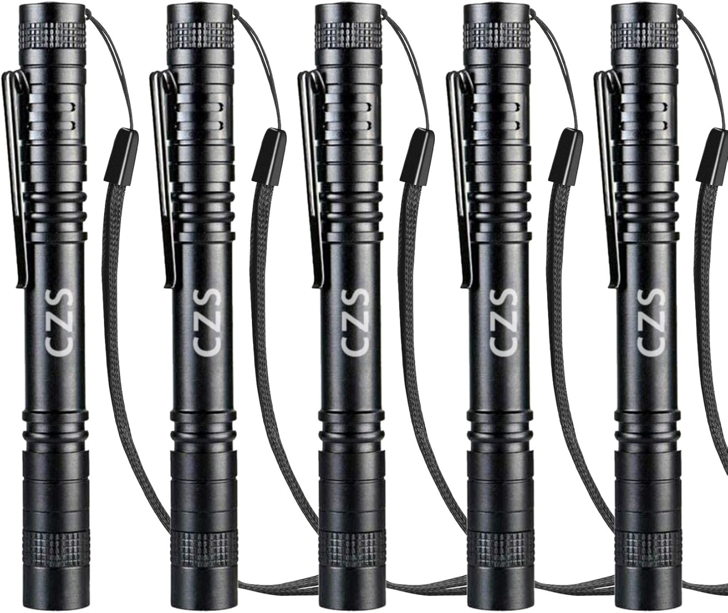 CZS LED Flashlight Penlight 1000 Lumens Battery-Powered Handheld Pen Light Pocket Torch Powered by 2AAA Battery,5 PCS (Battery Not Included)
