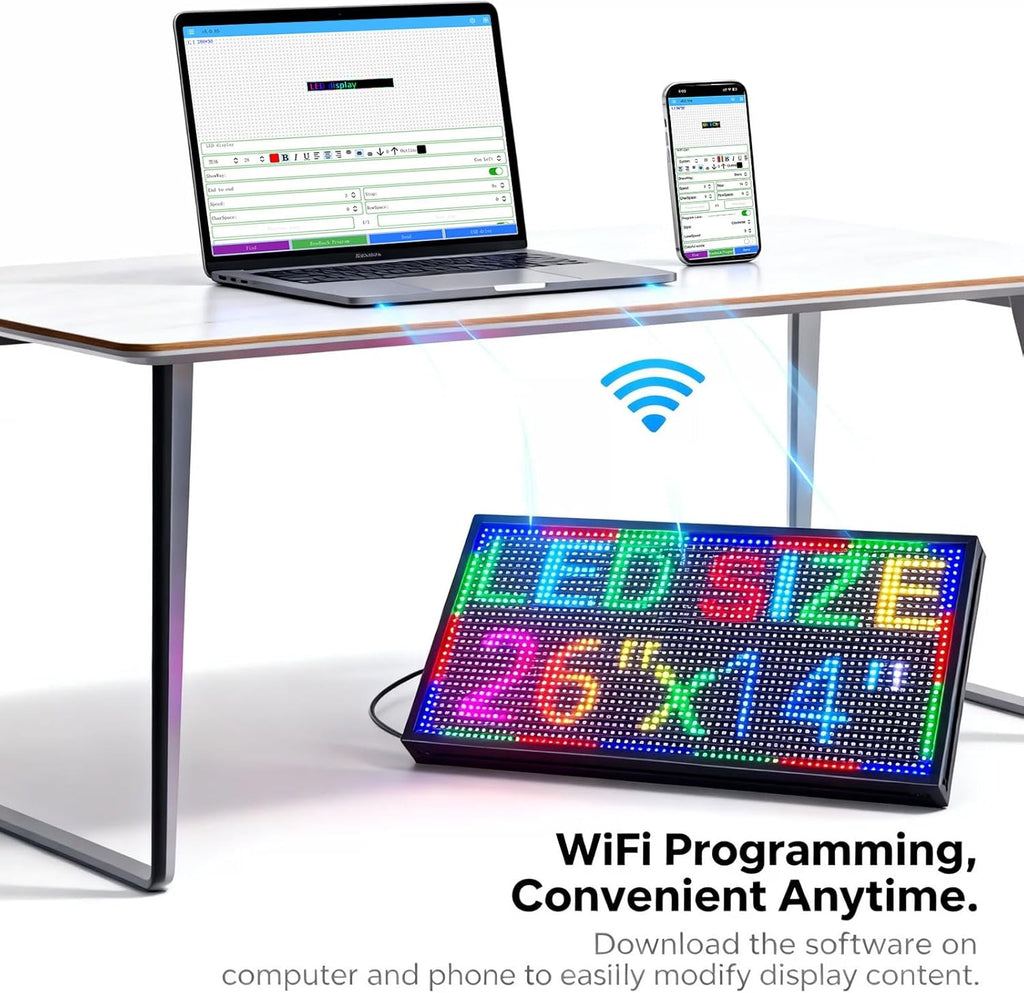 Programmable Led Sign Outdoor Digital Signs For Business Scrolling Electronic Message Board Wifi Control Display Screen Panel Custom Full Color Advertising P10(26" * 14")