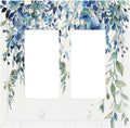 Decorative Outlet Covers Boho Vintage Flowers Blue Green Sage 2 Gang Double GFCI Rocker Electrical Wall Panels Light Switch Cover Plate for Bedroom Farmhouse Decor